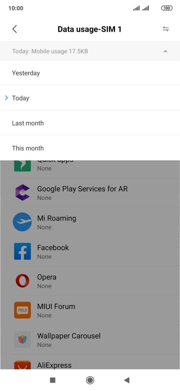 Press the required setting.
