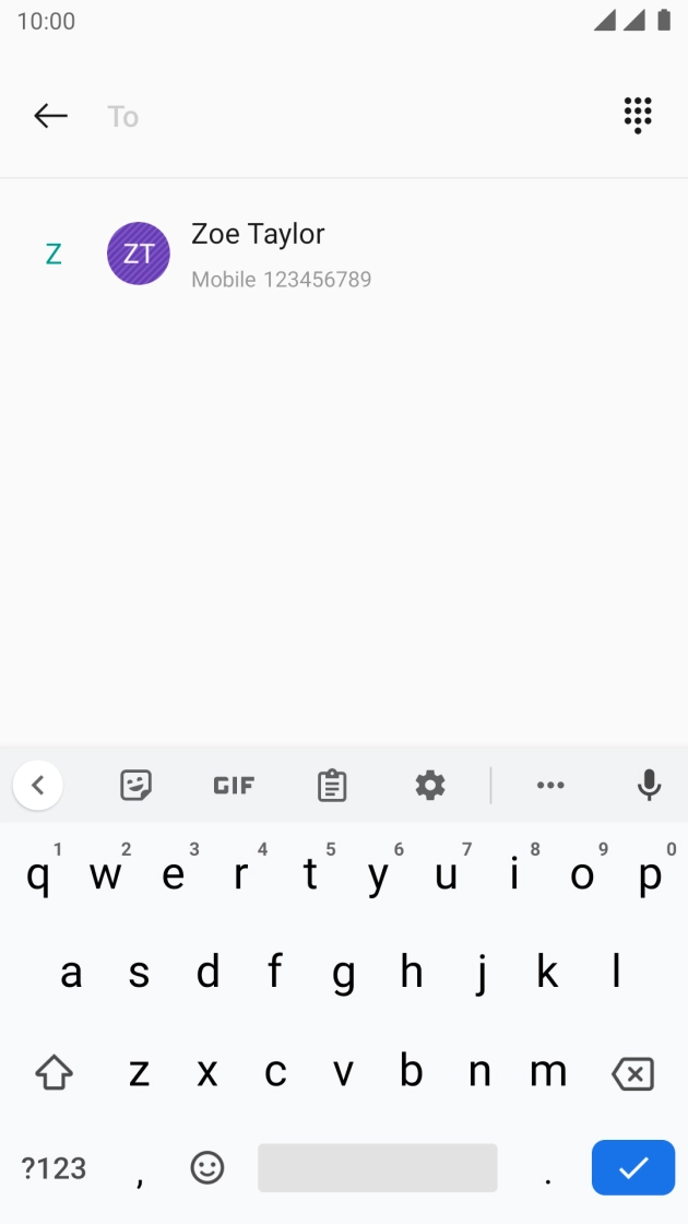 Press the search field and key in the first letters of the recipient's name.