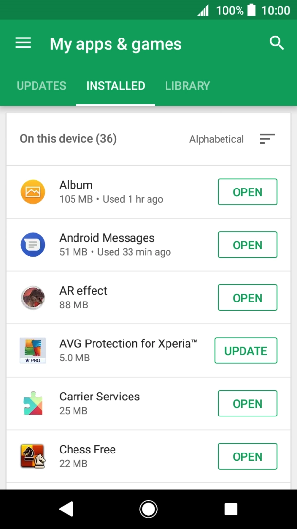Press the required app.