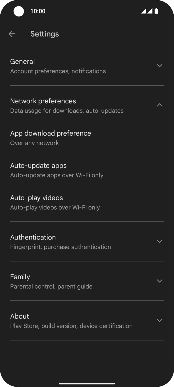 Press Auto-update apps. Press Auto-update apps.