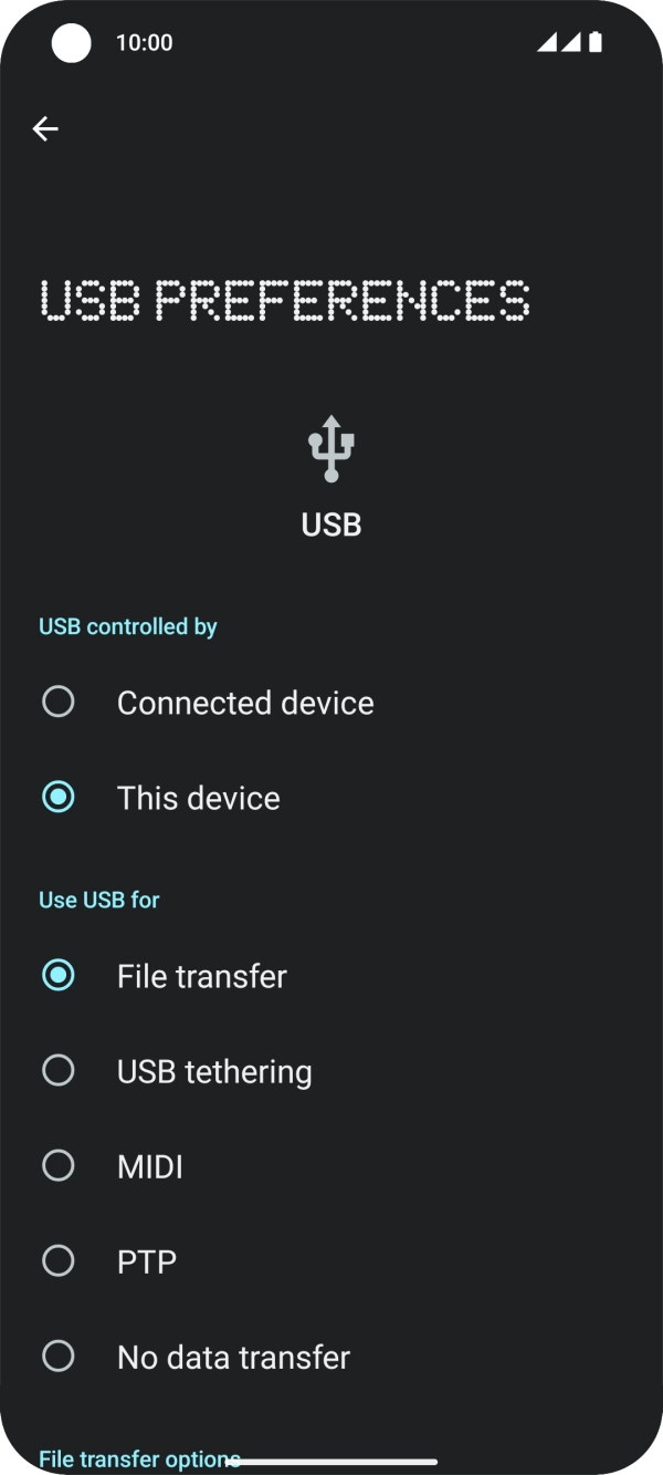 Press File transfer. Press File transfer.