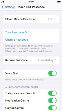 Press Turn Passcode Off and key in the lock code.