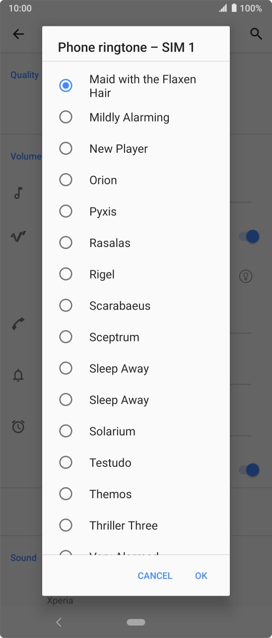 Once you've found a ring tone you like, press OK.