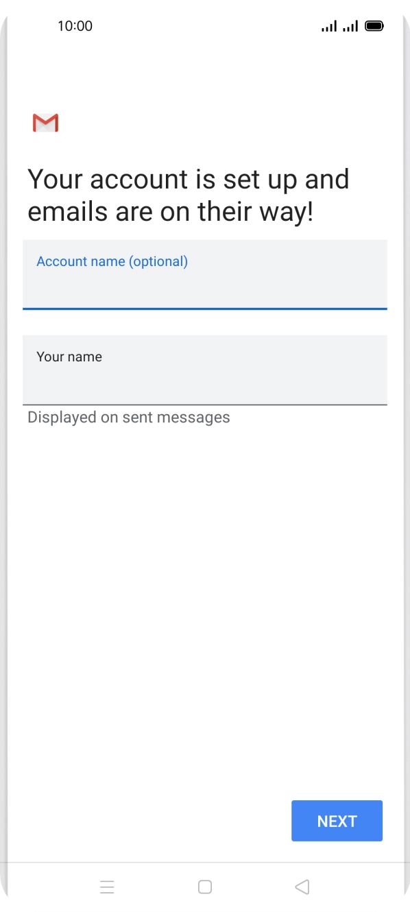 Press the field below 'Your name' and key in the required sender name.