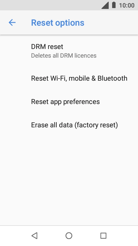 Press Erase all data (factory reset).