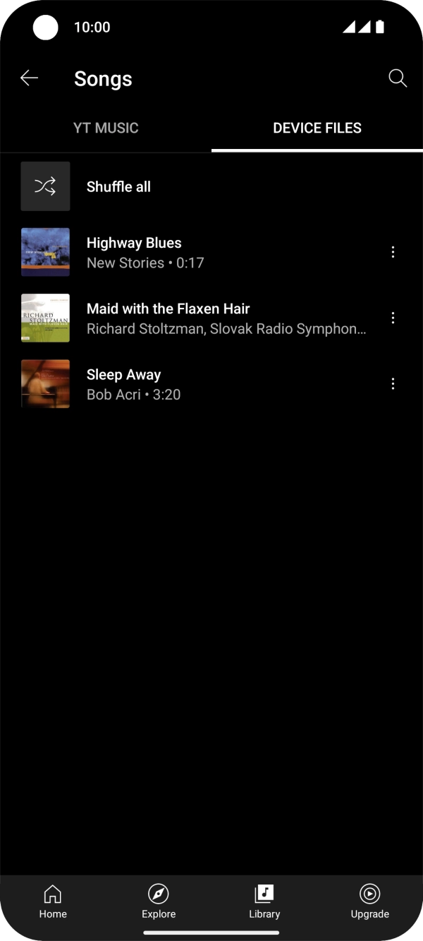 Press the required audio file.