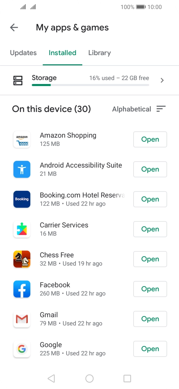 Press the required app.