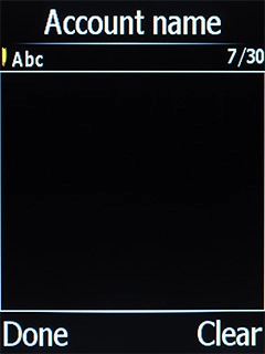 Highlight the field below 'Account name' and key in the required name.
