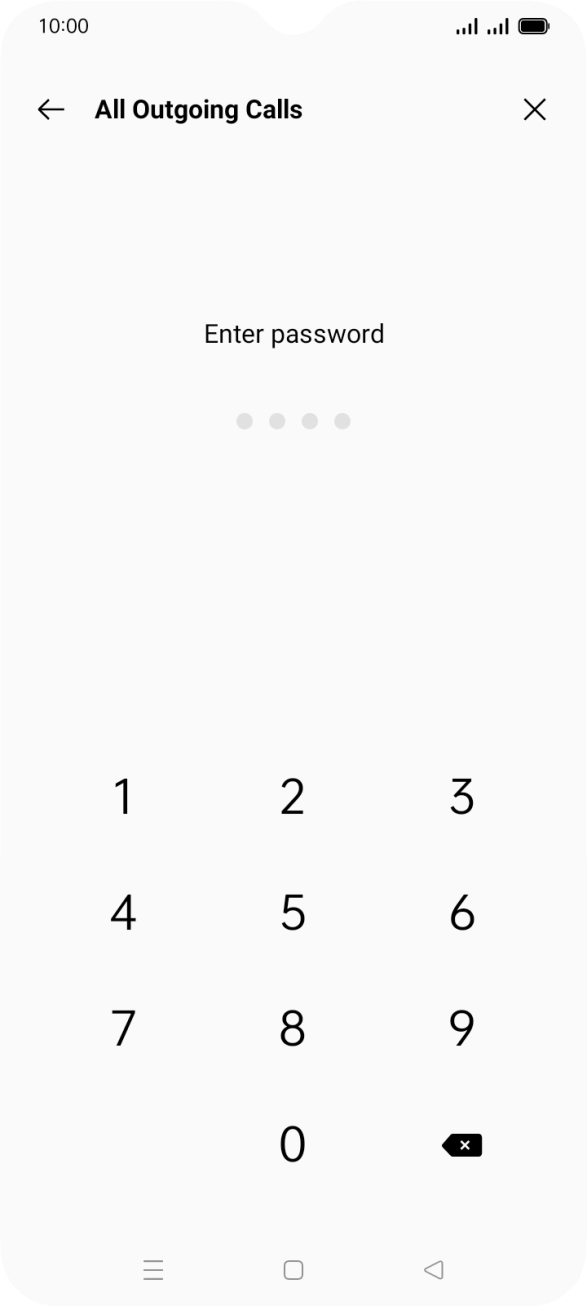 Key in your barring password. Key in your barring password.