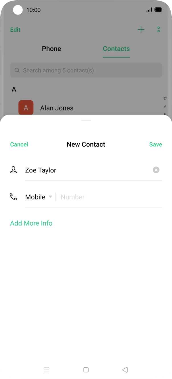 Press Number and key in the required phone number.