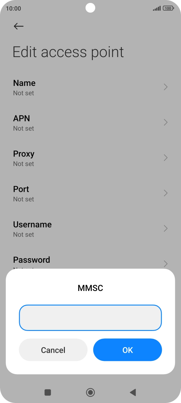 Key in http://mmsc.mms.o2.co.uk:8002 and press OK.