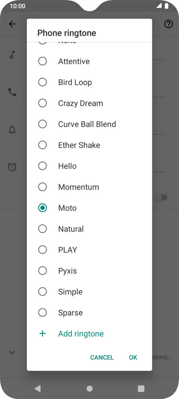 Press Add ringtone and go to the required ring tone.