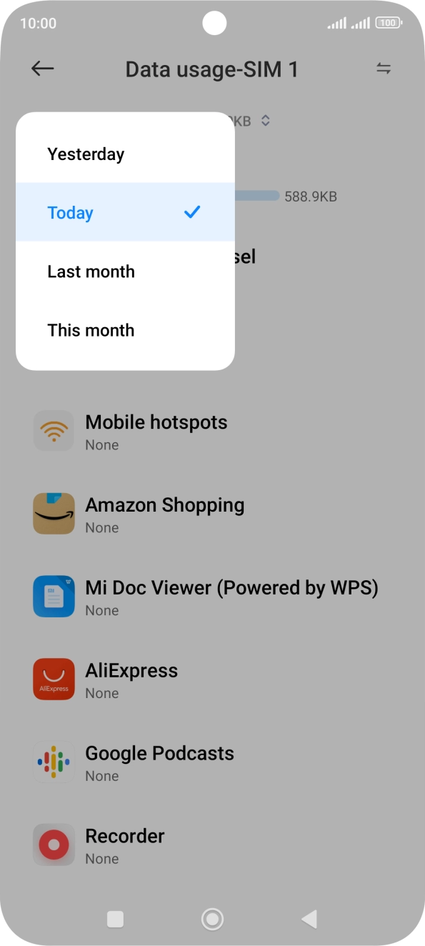 Press the required setting.