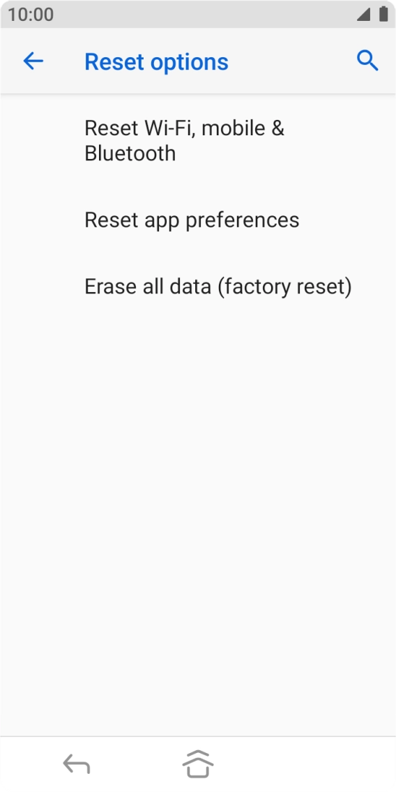 Press Erase all data (factory reset).