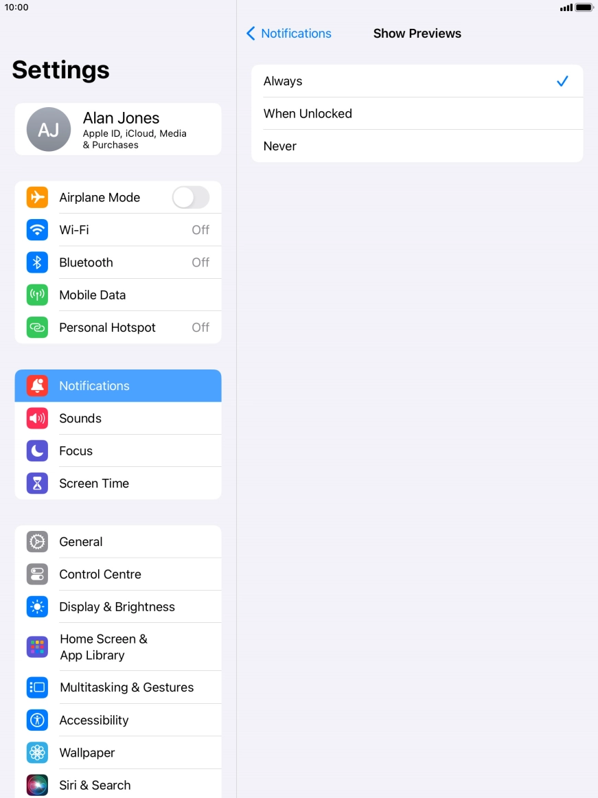 To select notification preview on the lock screen, press Always. To select notification preview on the lock screen, press Always.