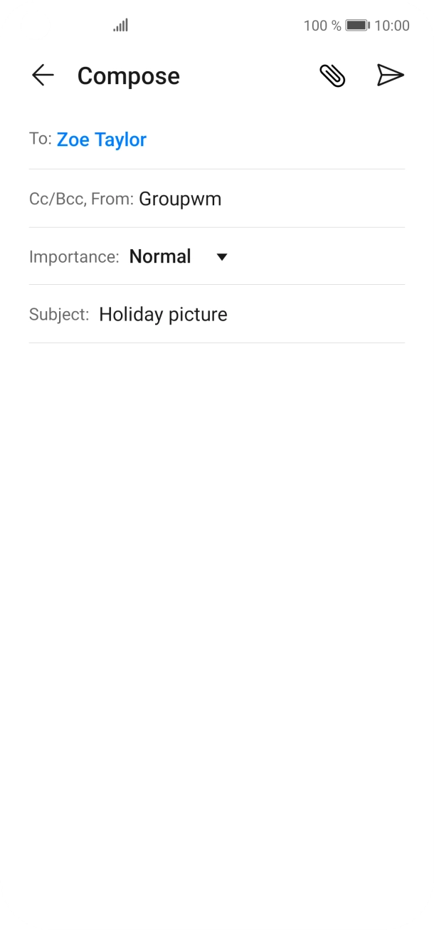 Press the text input field and write the text for your email.