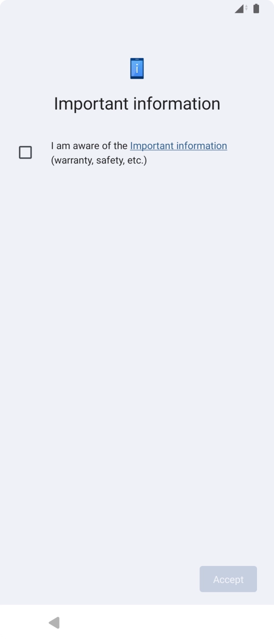 Press the field to accept the terms and conditions.