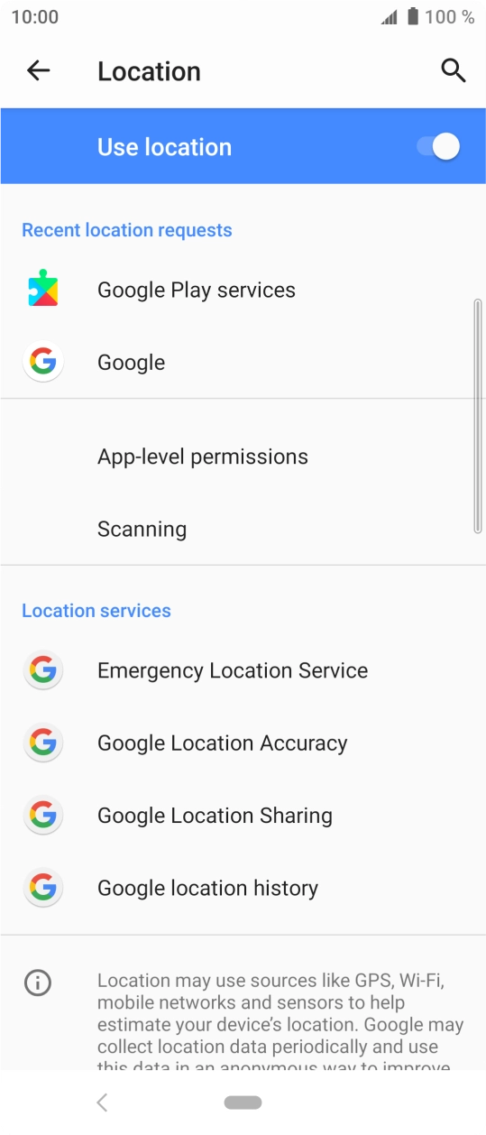 Press Google Location Accuracy.