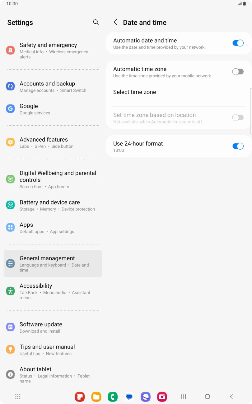 Press the indicator next to 'Automatic time zone' to turn on the function.