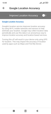 If you press the indicator next to 'Improve Location Accuracy' to turn on the function, your phone can find your exact position using the GPS satellites, the mobile network and nearby WiFi networks. Satellite-based GPS requires a clear view of the sky.