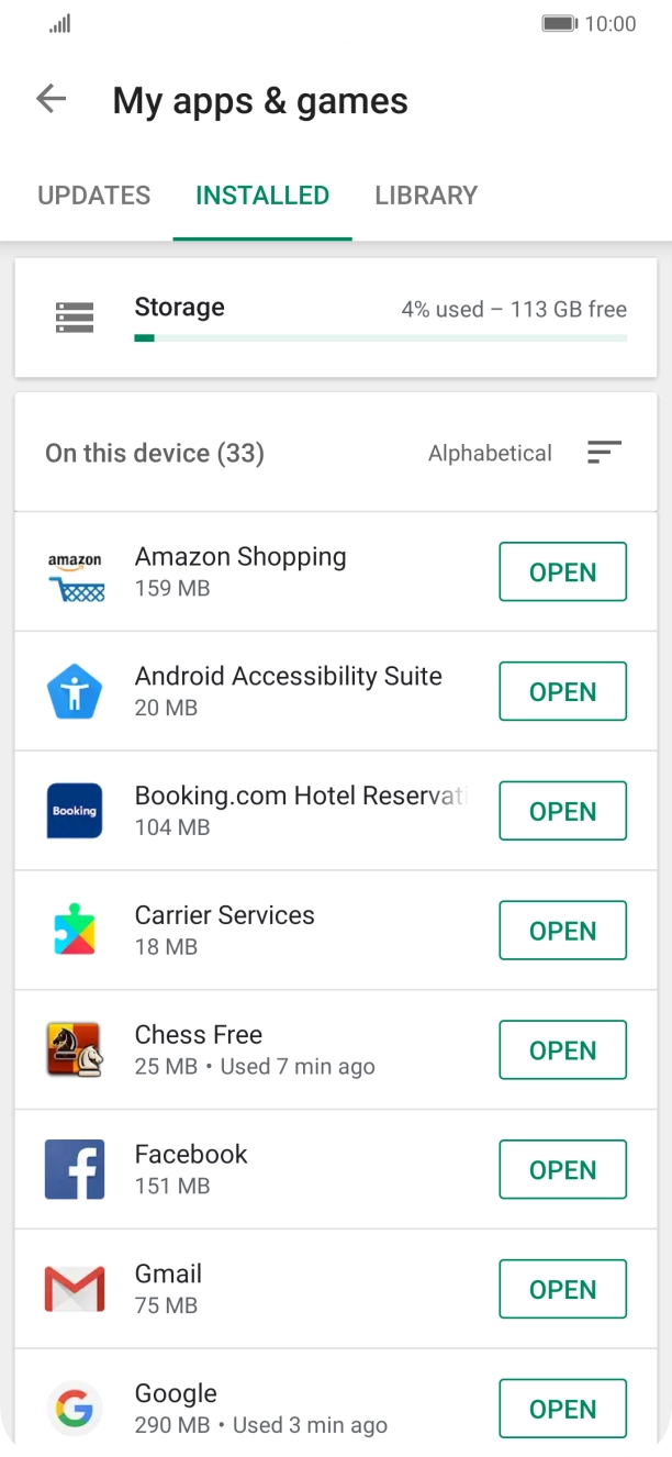 Press the required app.