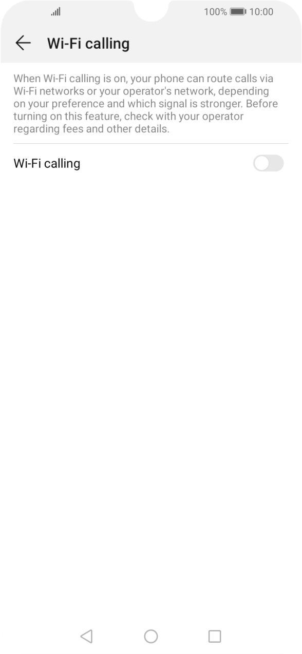 Press the indicator next to 'Wi-Fi calling' to turn the function on or off.