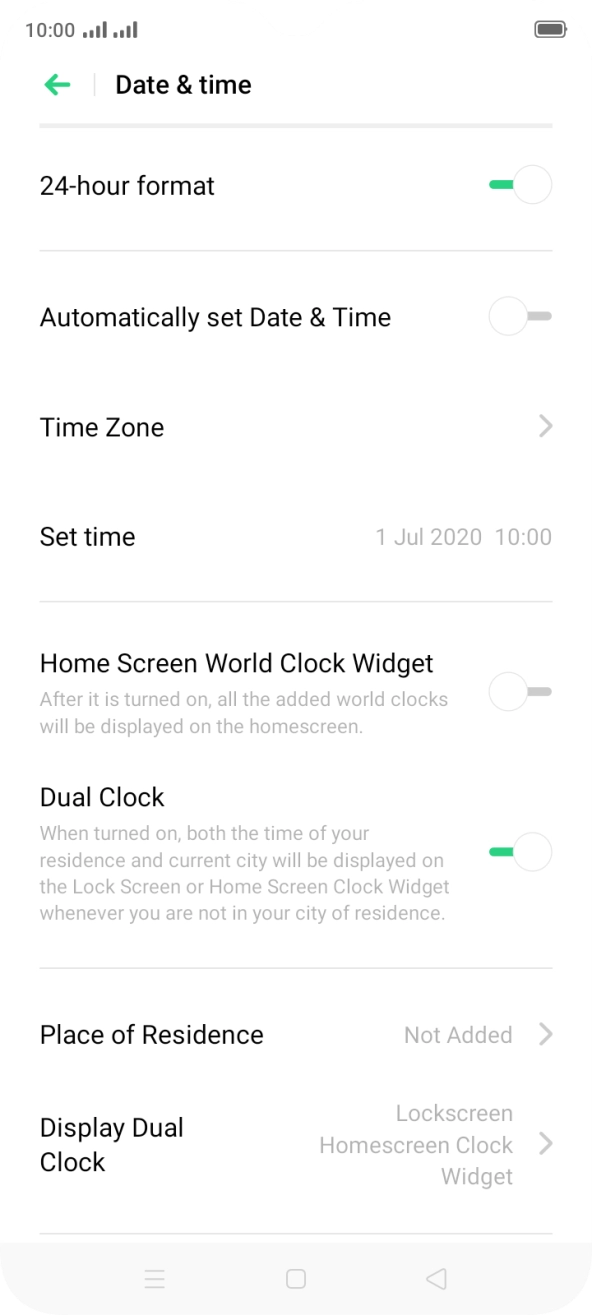Press the indicator next to 'Automatically set Date & Time' to turn on the function.