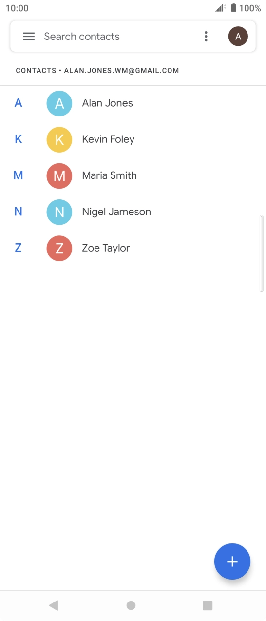 Press the required contact.