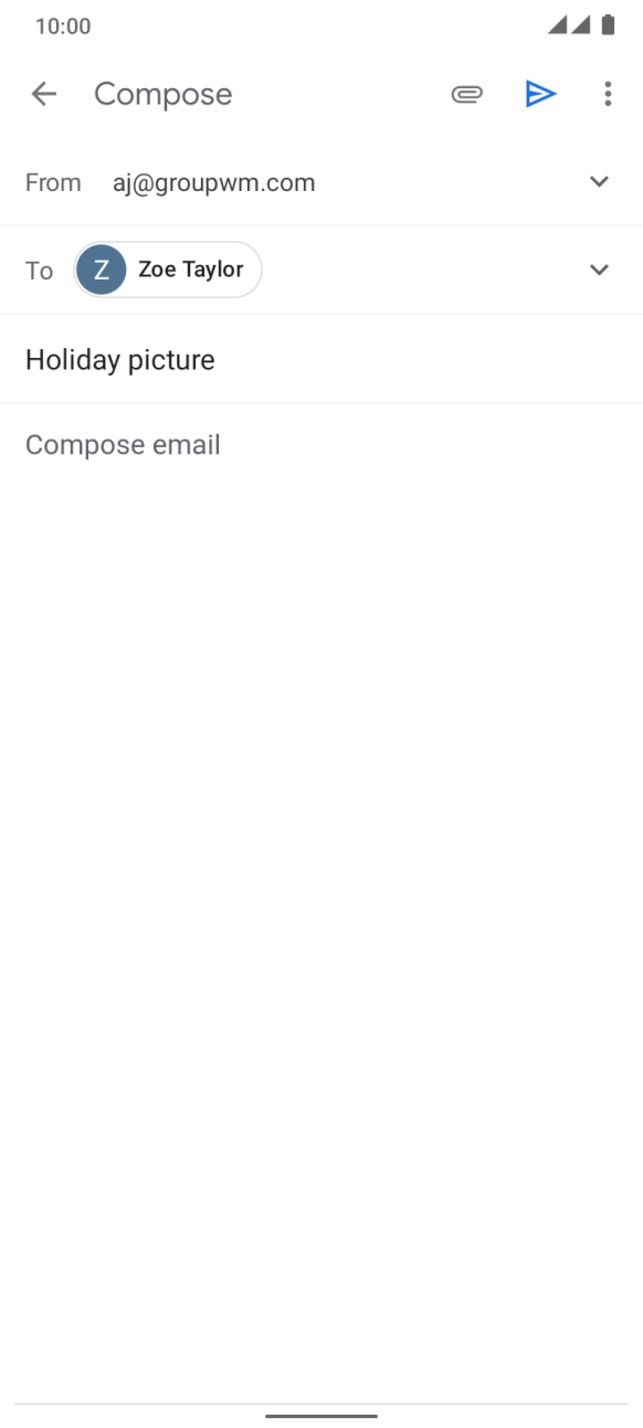 Press the text input field and write the text for your email. Press the text input field and write the text for your email.