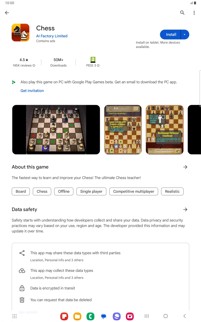 Press Install and follow the instructions on the screen to install the app.