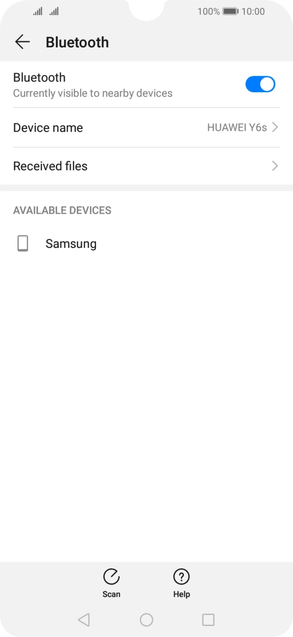 Press the required Bluetooth device and follow the instructions on the screen to pair the device with your phone.