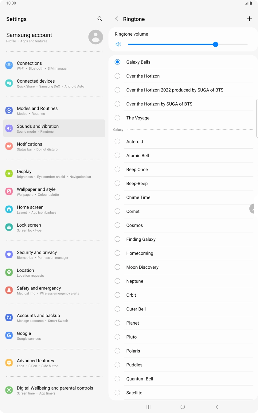 Press the required ring tones to hear them.