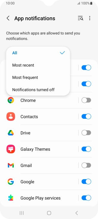 Press the required setting. Press the required setting.