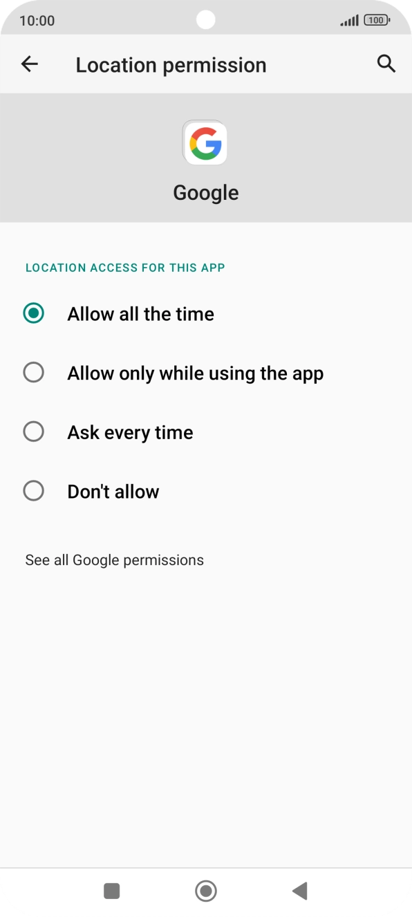Press the required setting. Press the required setting.