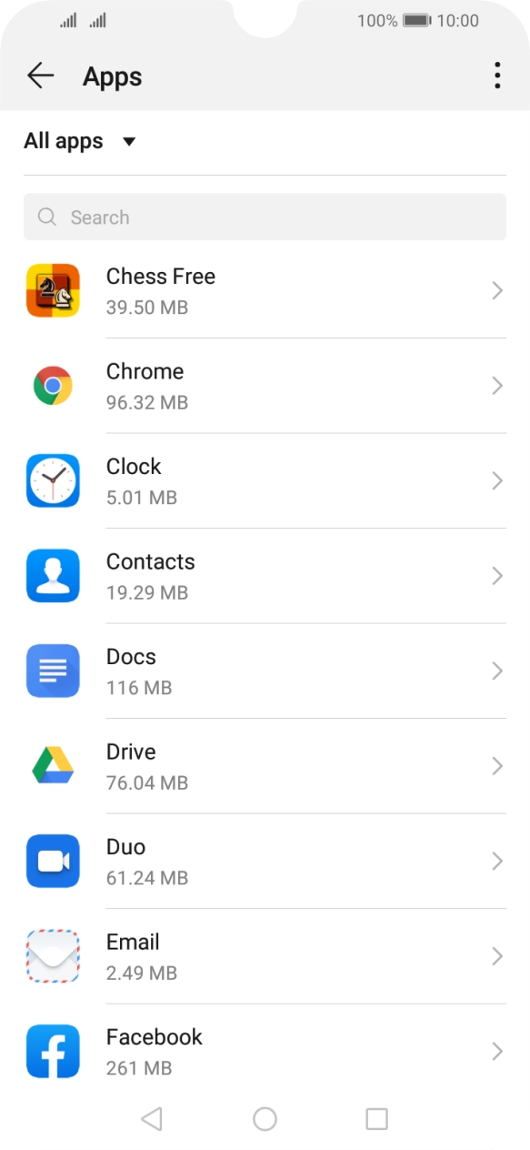 Press the required app.