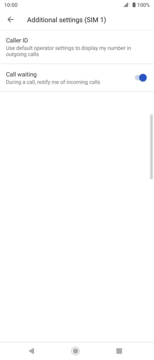 Press the indicator next to 'Call waiting' to turn the function on or off.