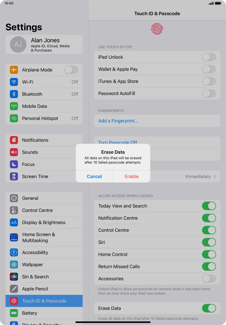 If you turn on the function, press Enable. If you turn on the function, press Enable.