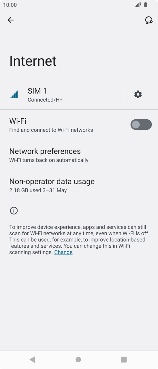 Press the indicator next to 'Wi-Fi' to turn on the function.