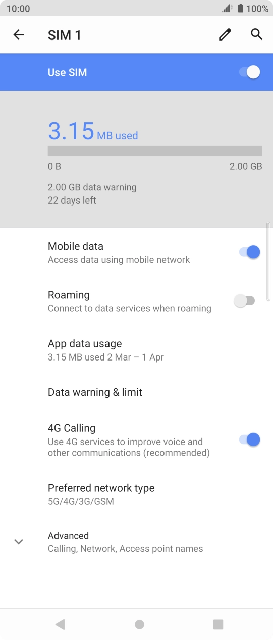Press Preferred network type.