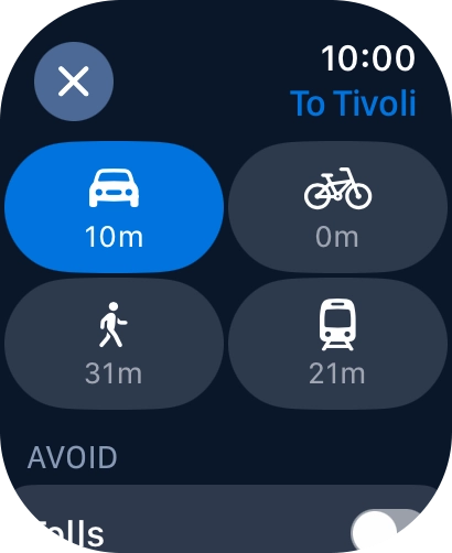 Press the required transport type.
