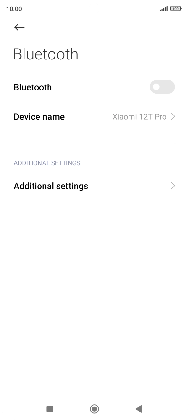 Press the indicator next to 'Bluetooth' to turn on the function.