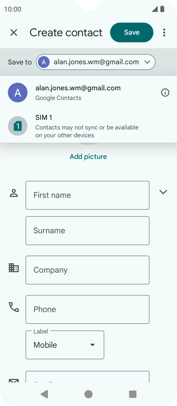 Press the required Google account. Press the required Google account.