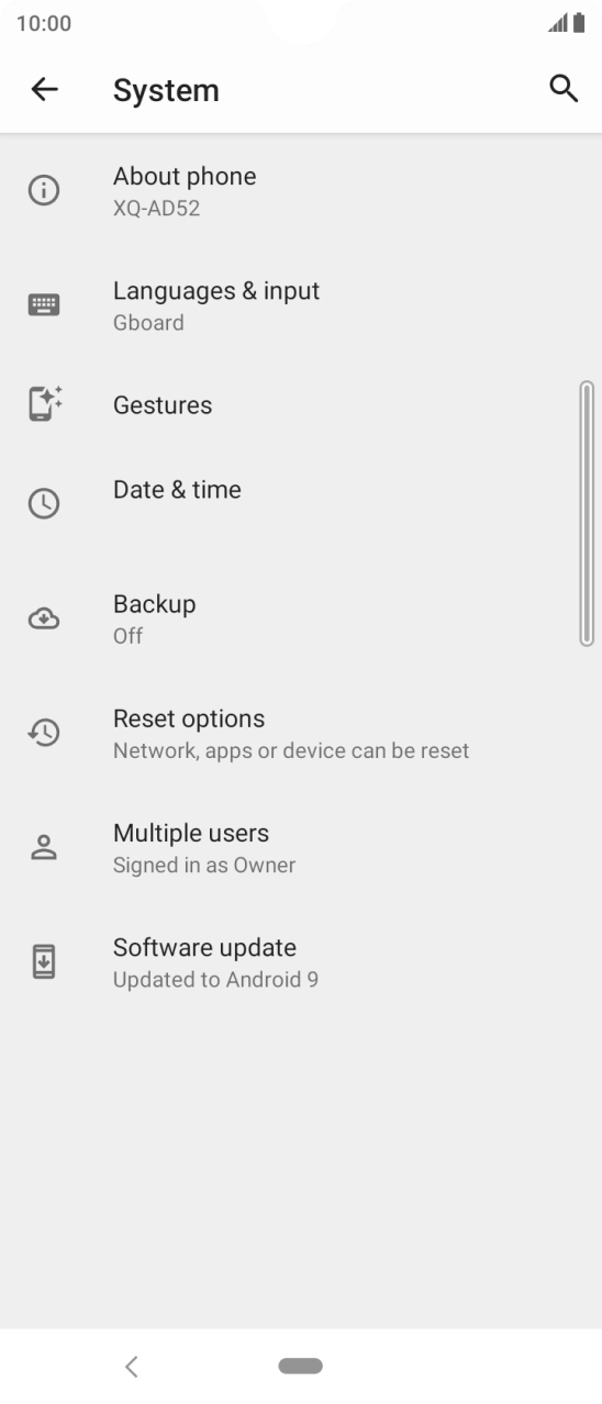 Press Software update. If a new software version is available, it's displayed. Follow the instructions on the screen to update the phone software.