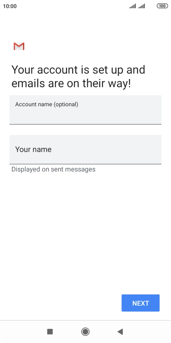 Press the field below 'Account name (optional)' and key in the required name. Press the field below 'Account name (optional)' and key in the required name.