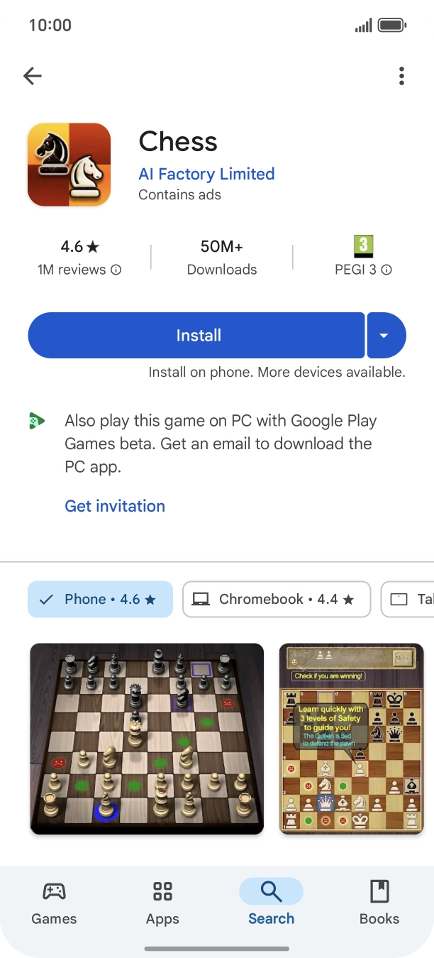 Press Install and follow the instructions on the screen to install the app.