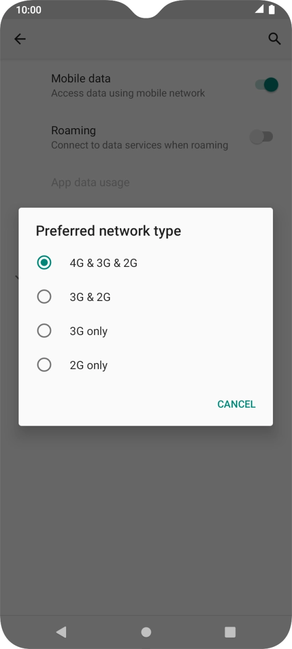 Press the required network mode.