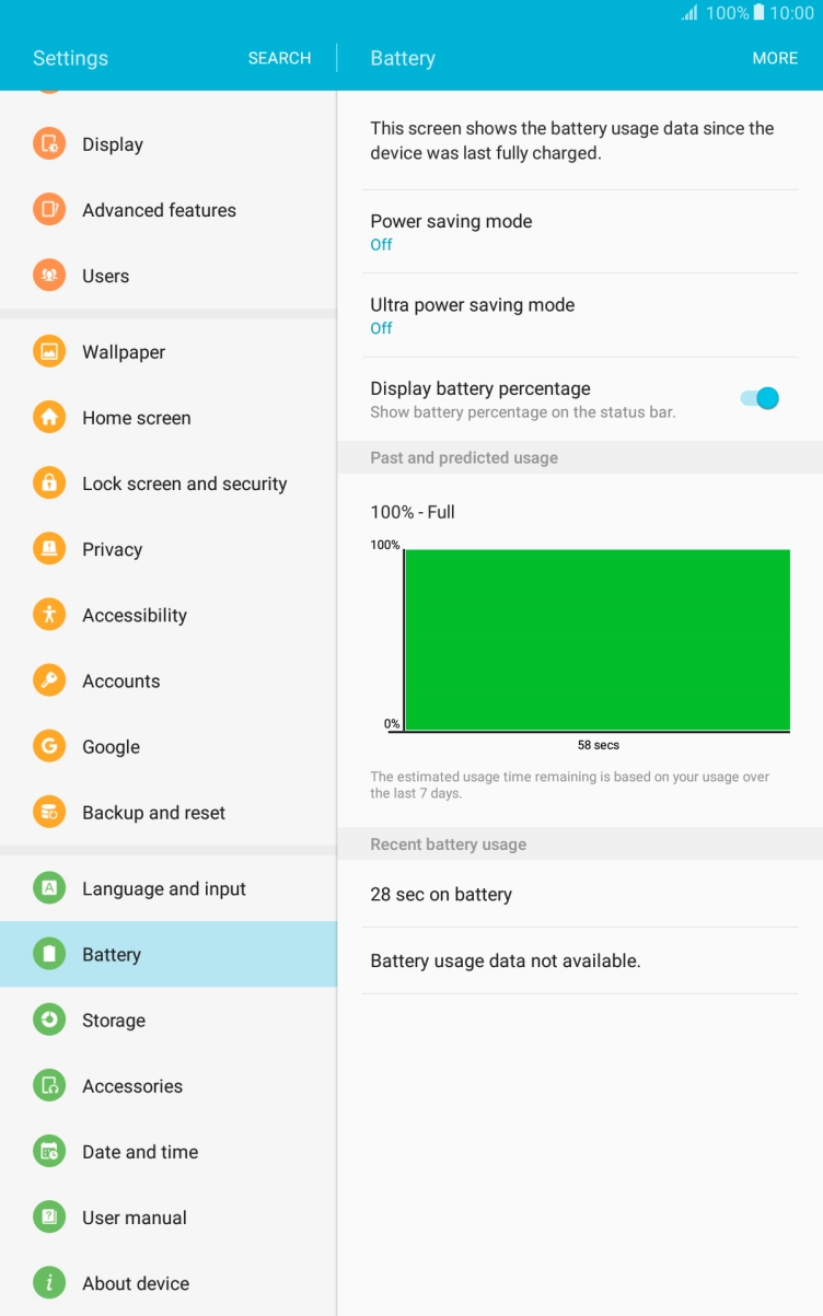 Press Power saving mode.
