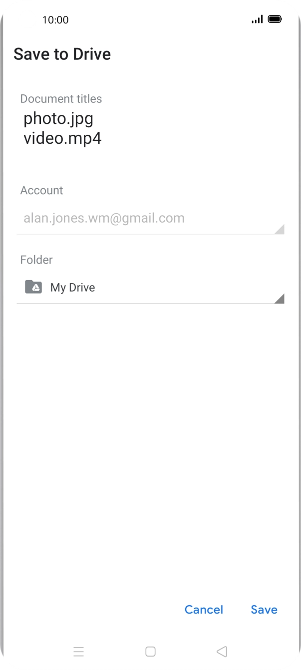 Press the field below 'Folder' and go to the required folder.