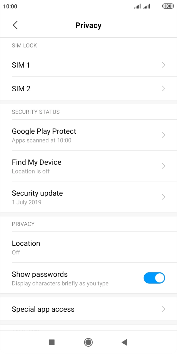 Press the required SIM.