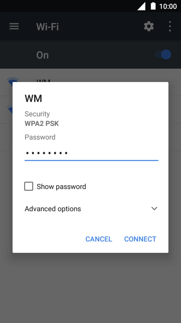 Key in the password for the WiFi network and press CONNECT. Key in the password for the WiFi network and press CONNECT.